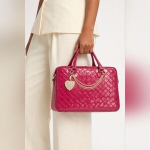 Layered Bag Chain with Swarovski Crystals, Chains and Big Heart Drop